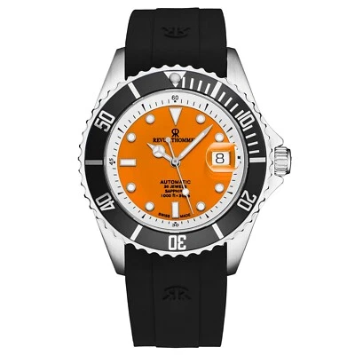 Reloj Automático Revue Thommen Para Hombre Buzo Esfera Naranja Correa de Goma 17571.2339 Foto 1 de 4