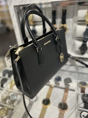 Nuevo Michael Kors MK Mediano Negro Cartera Bolso de Mano Cartera Mensajero Hombro Foto 1 de 4