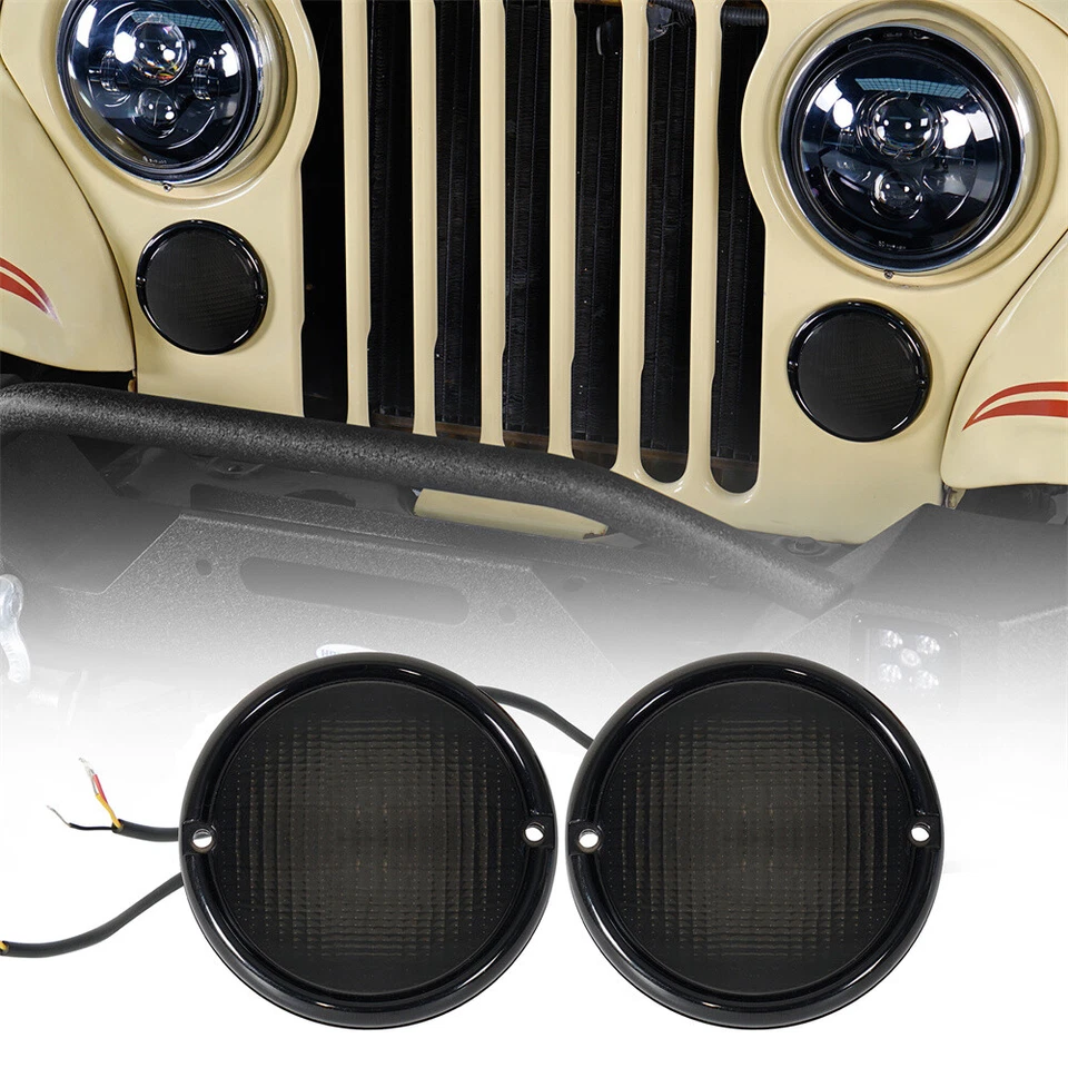 Turn Signal LED Lens Lights Daytime Running Lamps For 1976-1986 Jeep CJ5 CJ7 CJ8 - Image 1 of 4