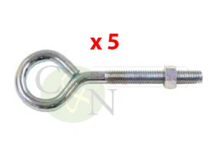 Eye Bolts 3/8" x 5" Zinc Plated Steel Pack of 5 - Picture 1 of 1