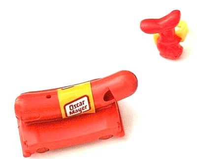 Set of 2 Oscar Meyer Wiener Hot Dog Premiums 1 Whistle & 1 Ring NOS New 1970s - Image 1 of 4