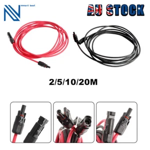 2/5/10/20M Black+Red Solar Panel Extension Cable Wire+M4 Connector 4/6mm² AU - Picture 1 of 8