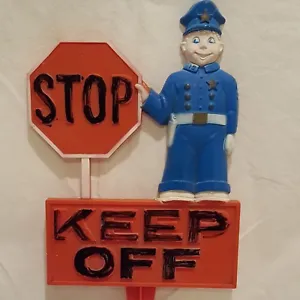 Stop Keep Off Police Garden Stake 1977 Art Line Lawn Yard Decor Plastic 8" 6336 - Picture 1 of 12
