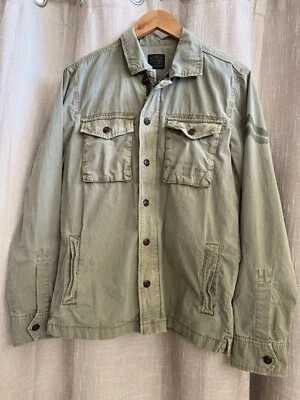 Chaqueta Lucky Brand & Co Tipo L-54C Talla Pequeña Verde Oliva Bandera Americana Militar Foto 1 de 4