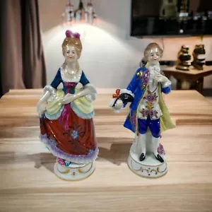 Pareja de estatuillas antiguas alemanas Seatendorf raras de porcelana para hombre y mujer - Imagen 1 de 21