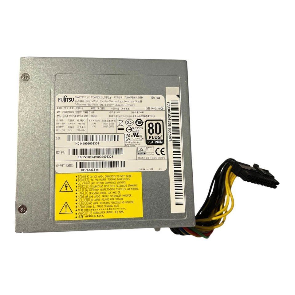 Fujitsu Netzteil S26113-E602-V20-01 für Esprimo P558 E94+ mit 250Watt 20pin - Bild 1 von 1