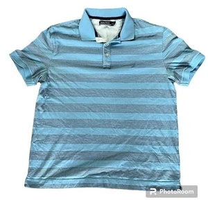 Nautica Mens Light Blue Striped Polo Shirt Cotton Short Sleeve Collared Size L - Picture 1 of 7