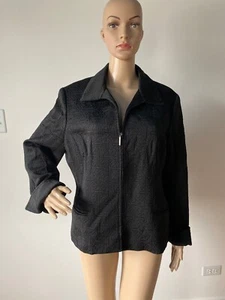 Norton McNaughton schwarze Baumwollmischung Jacquardjacke Mantel Reißverschluss Verschluss 16 L/XL - Bild 1 von 12