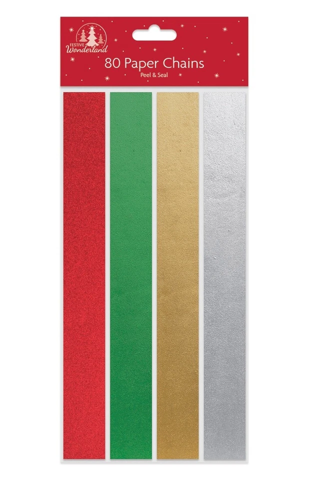 Navidad Papel Cadenas 80 de Color Aluminio Hacer Su Propio Adornos Autoadhesivo - Imagen 1 de 3