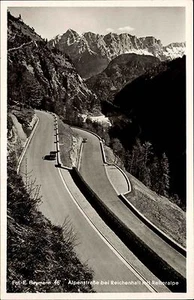 Alpenstraße cerca de Reichenhall Baviera s/w postal ~ 1940 vista del mapa ecuestre - Imagen 1 de 2