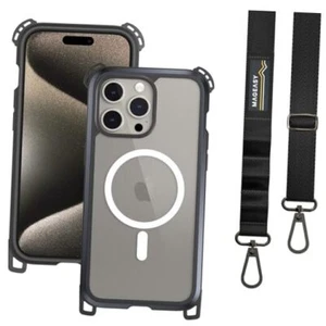 Case with Strap for iPhone 15 15 Pro Max 6.7" Metal Black (Odyssey Ultra M) - Picture 1 of 7