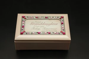 Scatola musicale gioielli rosa opaco Sweet Granddaughter I Love You Are My Sunshine - Foto 1 di 16