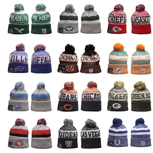 NFL Bobble Hat Beanie Knitted Hat Winter Warm Various Styles Men Women - Picture 1 of 45