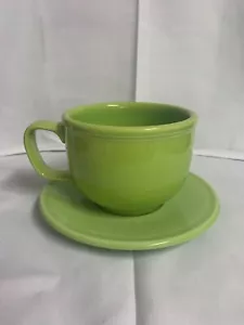 Homer Laughlin FIESTA 18 oz Jumbo Mug & Saucer Chartreuse Soup Cup bowl fiesta - Picture 1 of 2