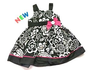 Toddler Kids Baby Girls Clothes 3/6M - 3T Good Lad NWT Black Floral Bow Dress