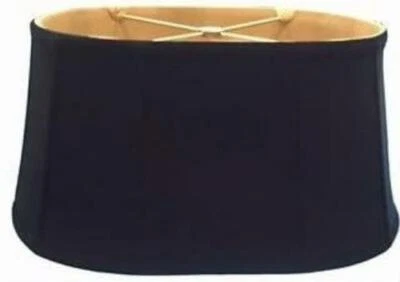 Black with Gold Interior 16 Inch Shallow Retro Oval Lampshade with Matching Harp - Image 1 of 3