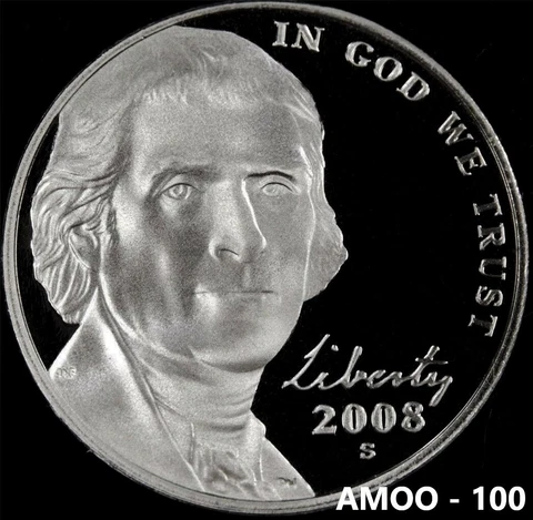 2008 P D S Jefferson Nickel Proof and 2 SATIN FINISH BU 3 Coin Set Cover