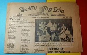 RARE VINTAGE 1954 MAR 26 THE HILL TOP ECHO HIGH SCHOOL NEWSPAPER JEFFERSON CITY - Picture 1 of 2