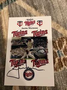 JUSTIN MORNEAU Signed Photo Minnesota Twins 4x6 Homemade Card Signed In Person - Picture 1 of 2