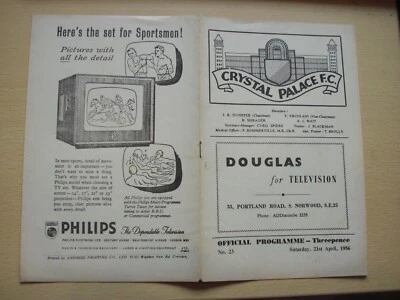 Crystal Palace v Gillingham 21.4.1956 - Image 1 of 2