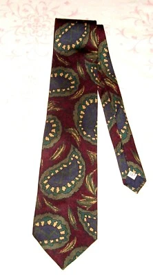 Corbata clásica Gant 100 % seda importada, hecha en EE. UU., borgoña/verde/gris/bronceado.  Foto 1 de 4