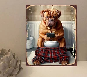 1x Perro en Teléfono Inodoro Rústico Metal Placa Letrero Regalo Casa Novedad (mt860) - Imagen 1 de 4