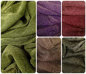 Goldschimmernder Lurex auf Stretch Polyester Triple Mesh durchsichtiger Stoff - Bild 1 von 7