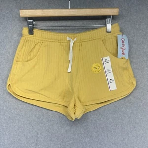 Cat & Jack Girls Shorts Drawstring Elastic Yellow Ribbed Size Extra Large - Picture 1 of 9