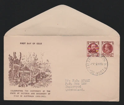 1951 - centenary of the state of Victoria on lovely Rex Bodin cover unsealed - image 1 of 3