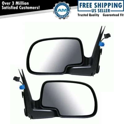 Juego de pares de espejos retrovisores laterales eléctricos térmicos negros brillantes izquierda y derecha para Chevy GMC Foto 1 de 4