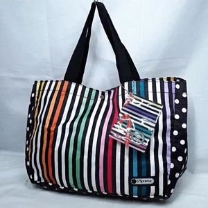 LeSportsac 40th Anniversary Special Appendix Dot Stripe Eco Bag Tote Bag - Picture 1 of 12