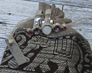 Novica Sterling Silver Wrap Ring Sz 7 Garnet Moonstone Flowers 925 Elephant Bag  - Picture 1 of 21