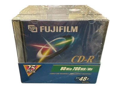 SEALED Blank FujiFilm CD-R 25 Pack. 80 min 700mb/Mo 48x Write Speed - Image 1 of 3