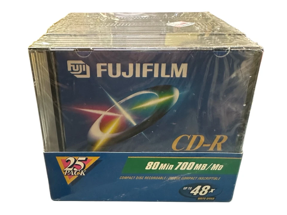 SEALED Blank FujiFilm CD-R 25 Pack. 80 min 700mb/Mo 48x Write Speed - Image 1 of 3