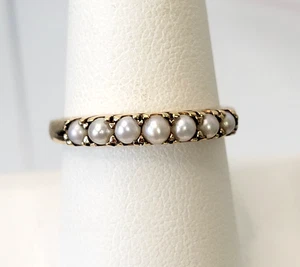 Anillo de boda apilable de colección de perlas cultivadas de oro amarillo de 10 k talla 8,75 2,3 g - Imagen 1 de 7
