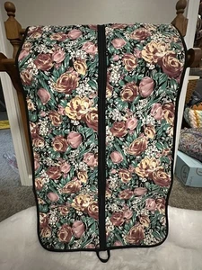 AVON Floral Gardens Hanging Garment Bag~VTG 1991~Cotton Canvas~Travel Luggage - Picture 1 of 6