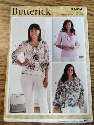 B6814 Butterick Sewing Patterns Misses' and Women's Tops, Size 18W-24W - Image 1 of 4