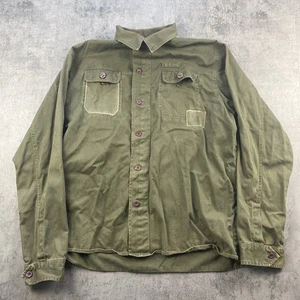 Vintage Y2K Quiksilver Large Button Up Long Sleeve Army Green Vintage Surfwear - Picture 1 of 6