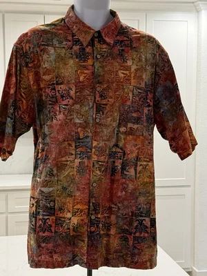 Camisa ISLAND REPUBLIC Para Hombre XL Estampado Tropical Hawaiano 100% Algodón Foto 1 de 4