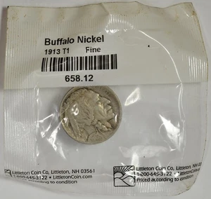 1913 T1 Büffelnickel 5C fein in Littleton Halter - Bild 1 von 2