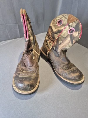 Ariat Fatbaby Camufladas 7.5B Botas Cuero Rosa Occidental Botas Vaqueras #10006854 Foto 1 de 4