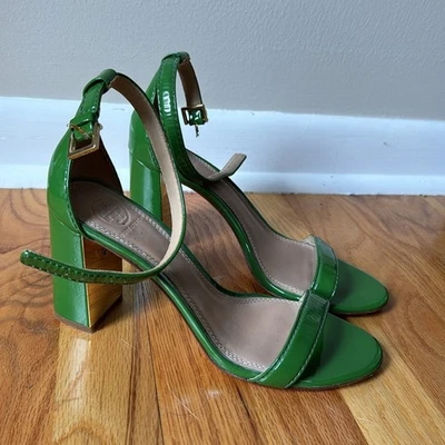 Tory Burch Green Patent Leather Cecile Block Heel - Image 1 of 4