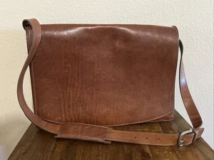 "Maletín de cuero para computadora portátil marrón envejecido 18""" - Imagen 1 de 12