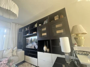 TV storage combination/glass doors, black and white. 300x42x202 - Picture 1 of 8