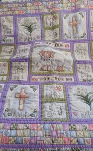 Vintage Handarbeit Faith Hope Love Quilt Decke/Spielmatte 33x41" - Bild 1 von 4