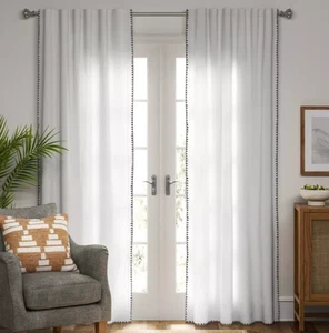 Schwelle 54" B x 84" L Lichtfilterung genähte Kante Vorhang Panel Creme - Bild 1 von 7