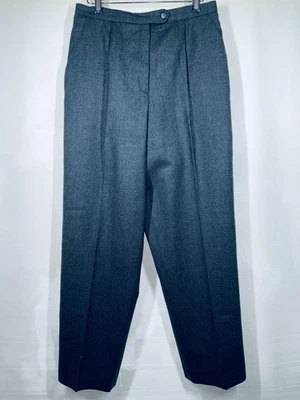 Pantalones Talbots Mujer Talla 14 Gris Gris 100% Lana Pura Cremallera Vintage Plisado Foto 1 de 4