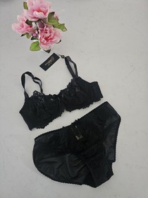 Dita Von Teese Cora Lace Bra & Mesh Bikini Bottoms 34B Size M Medium 8 