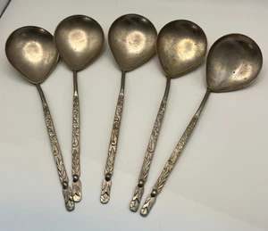 Eiförmige Löffel 5er Set Melchior Löffel 7 3/4" Vintage UdSSR - Bild 1 von 9