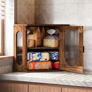 Corner Bread Box, Solid Wood Double Layer Adjustable Large Capacity, Farmhous... - Picture 1 of 7